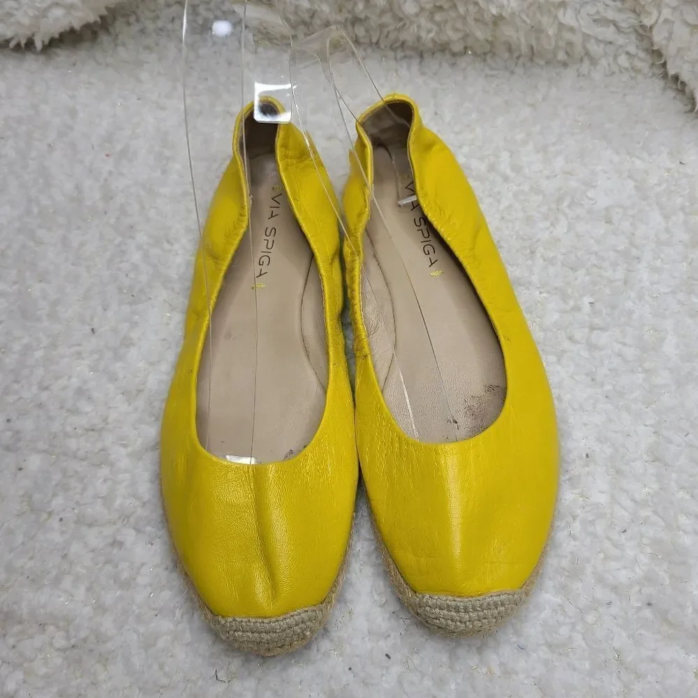 Via Spiga Yellow Leather Espadrilles Flats Size 7.5‎